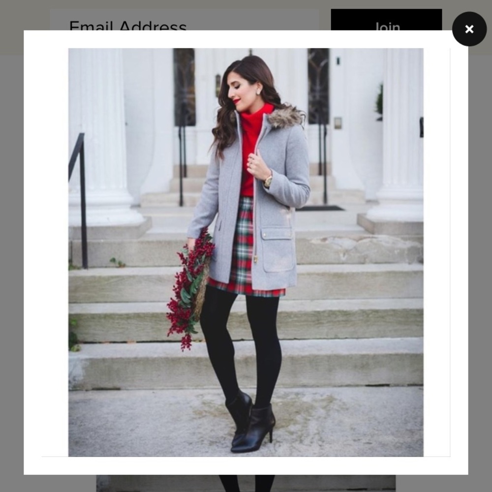 J crew gray mercantile faux fur pea coat